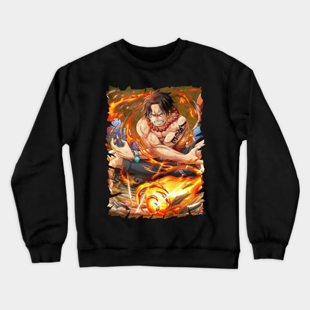 PORTGAS D ACE ANIME MERCHANDISE Crewneck Sweatshirt by graficklisensick666